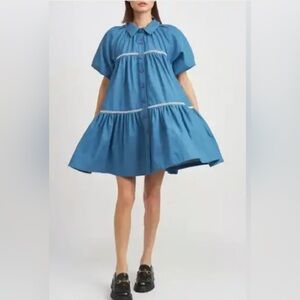En Saison Blue Tara Puff-Sleeve Babydoll Mini
Shirtdress small